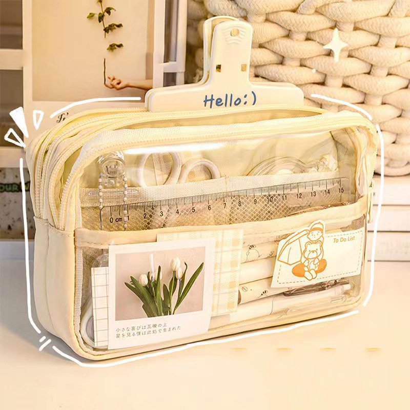 Útiles escolares estéticos, es - Aesthetic Large Pencil Case Pouch reseña y precio