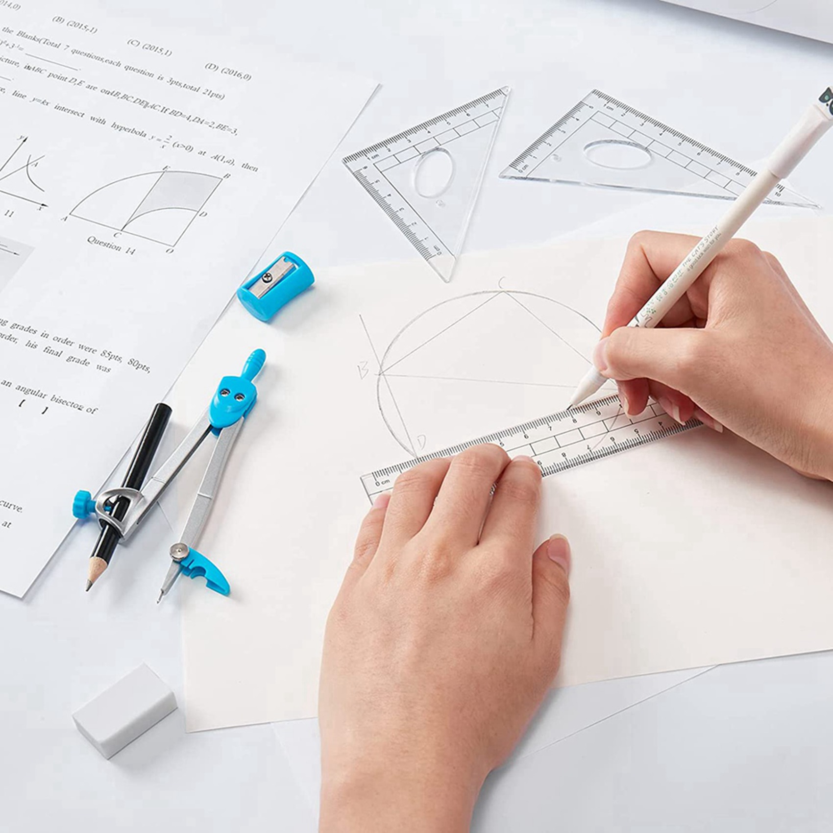 Kit de material escolar de geo - Math Geometry Set With Compass reseña y precio